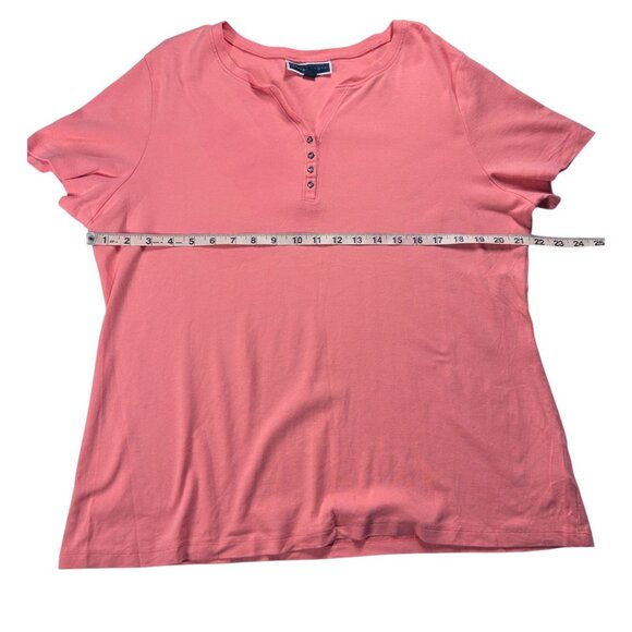Karen Scott T-Shirt Women's Size XXL Pink Henley Top - Picture 7 of 8